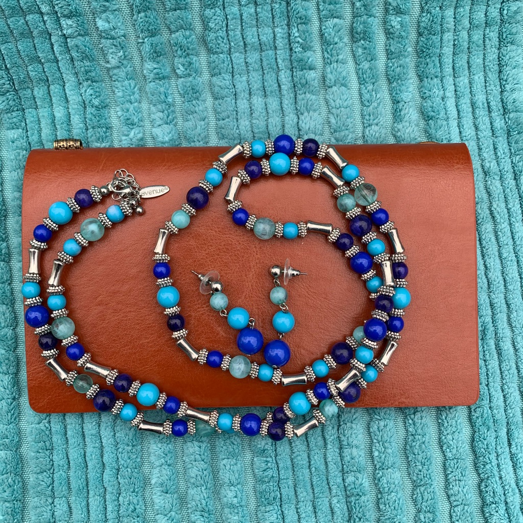 Avenue Trend Blend Jewelry Set Necklace And Earrings Blue Multicolor 12$